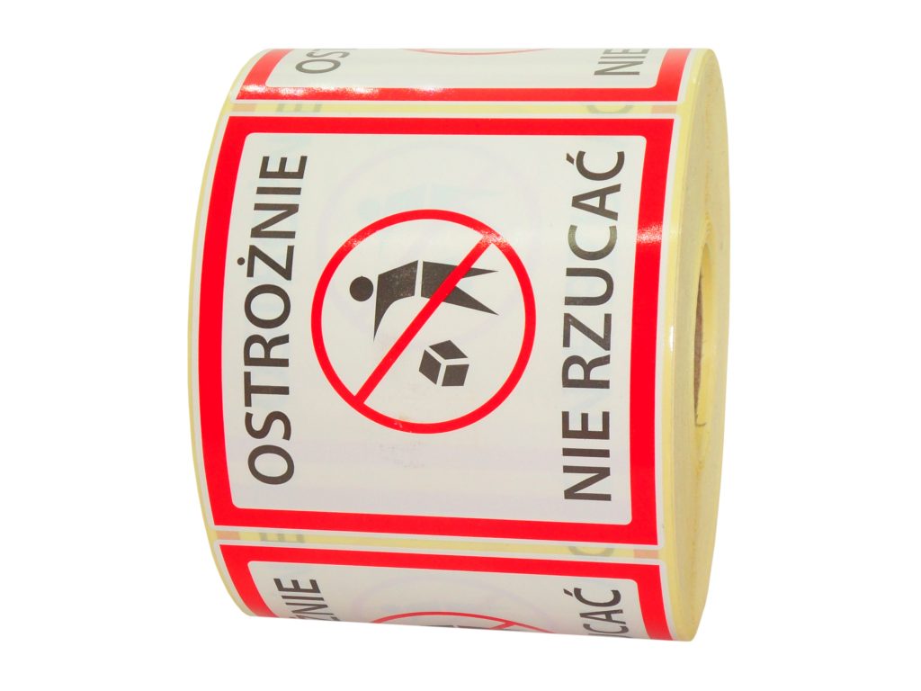 Naklejki OSTROŻNIE NIE RZUCAĆ na paczki 97X97 mm 1000 szt.